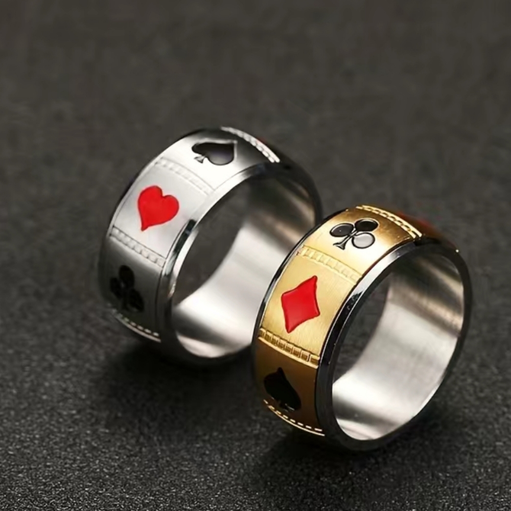 8mm spinner playing card stainless steel  spinner ring size 6 to 12 avai…